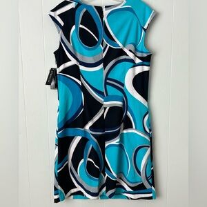 AGB Dress Stretch Fabric Zip Back New Prada Bright Sleeveless Dress NWT